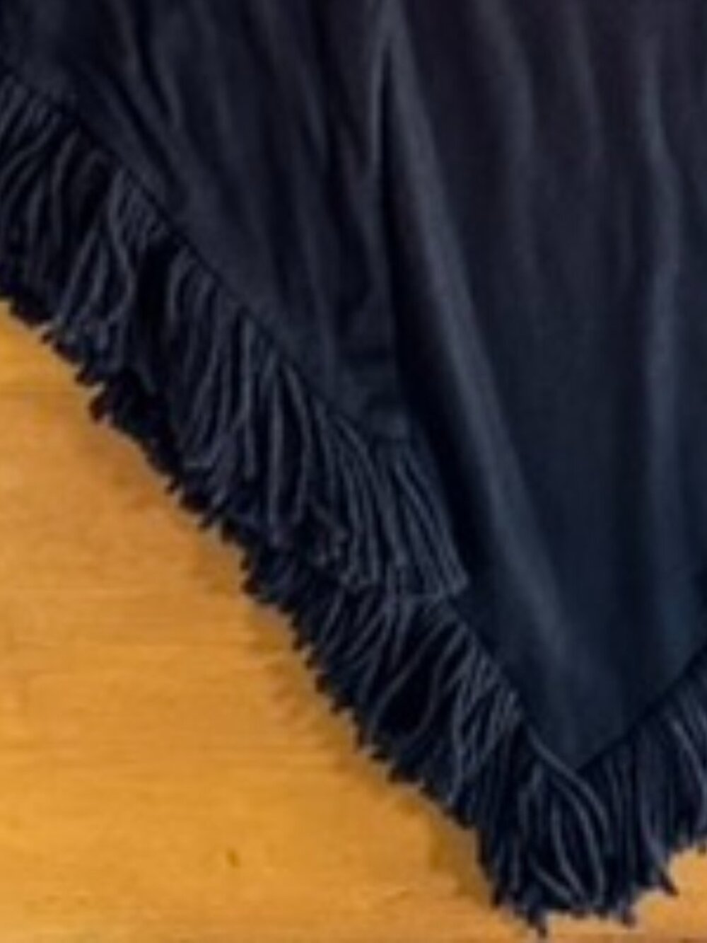 Black Fringe Triangle Shawl Wrap Gothic Witchy Dark Academia Boho - Picture 3 of 13